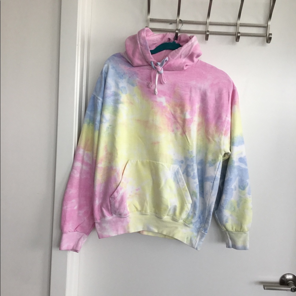 Colortone  Women  Pink /Yellow Tie Dye Sweatshirt Hoodie Size Medium $40